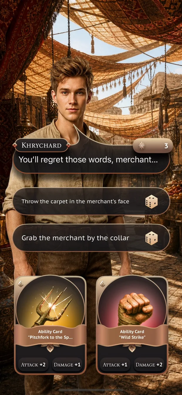 Ordinary actions and ability cards shown together